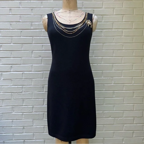 St. John | Dresses | St John Evening Black Cocktail Dress With Sewn In  Jewelry | Poshmark